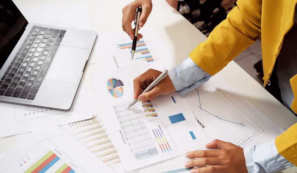 Accountants reviewing small business documents